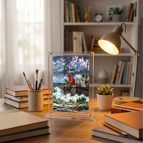 Image of Mini Leaves Chasing the Horizon Acrylic Frame Jigsaw Puzzle 140 Pieces | Vintage Airplane Desk Decor with Display Frame | Premium Gift for Art Puzzle Lovers