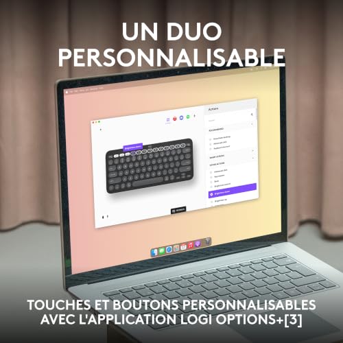 Logitech Pebble 2 Combo, Clavier et Souris sans Fil, discrets et Portables, Personnalisables, Logi Bolt, Bluetooth, Easy-Switch pour Windows, macOS, iPadOS, Chrome - Clavier Français AZERTY, Graphite