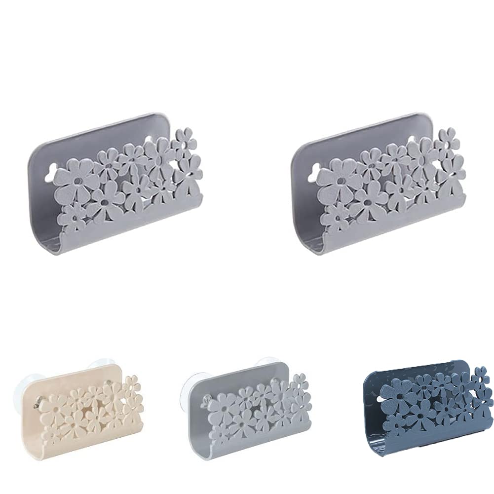 KIMIST 2PCS Sponge Holder Axis Suction Sponge Cradle Sponge Holder and Dish Sponge Holder Free Installation of Drain Rack for Kitchen Bathroom Storage