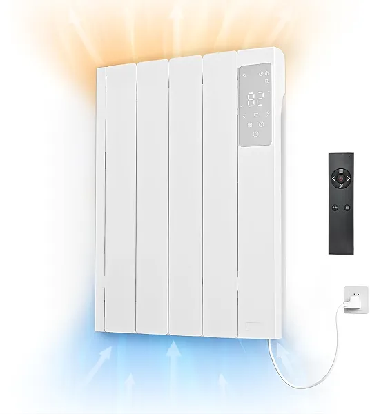 Lueptexx 800w Convection Wall Panel Heater-Electric Heater for Indoor Use, Quiet Fan-less Design, Energy Efficient Heating with ECO Mode, Remote Control, 24h Timer, Child Lock
