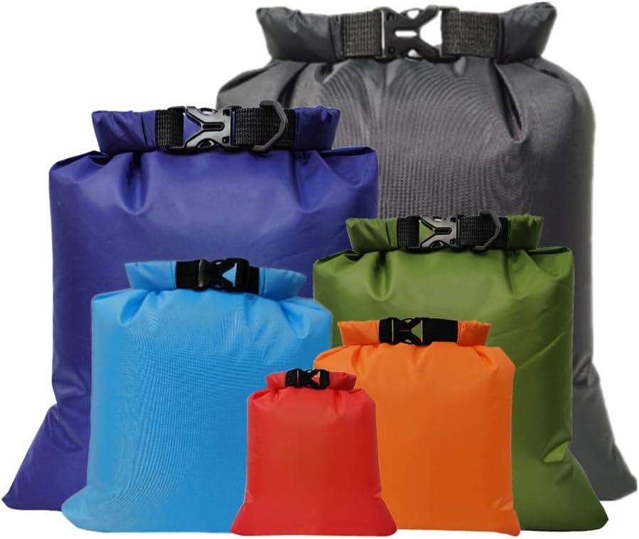 6 Pack Waterproof Dry Bags – Lightweight Outdoor Dry Sacks (1.5/2.5/3/3.5/5/8L)|Ultimate Dry Bags for Kayaking/Rafting/Boating/Camping, Tear-Resistant, Floating Design (Wet Bag for Wet Gear Isolation)