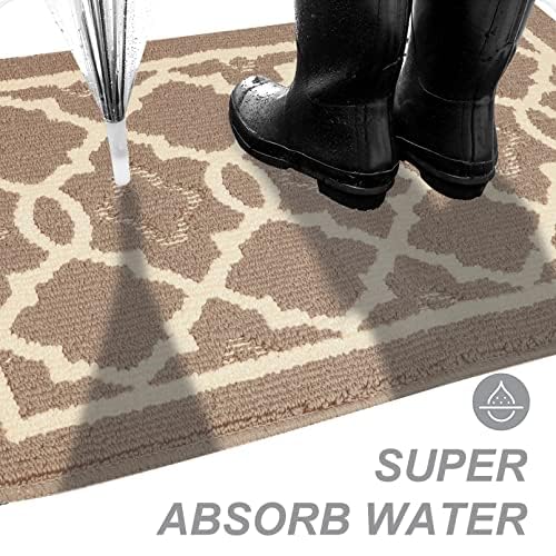 comfoyar Door Mat Dirt Trapper Modern Absorbent Barrier Entrance Rug Non Slip Machine Washable Doormat for Indoor Outdoor Entryway Front Back Door Hallway (50 x 80cm, Beige)