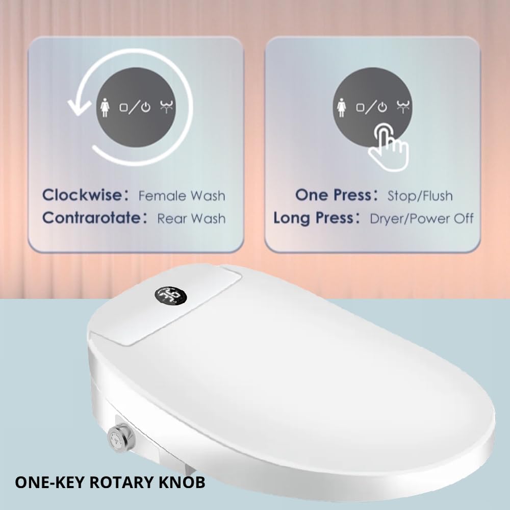 Electric Bidet Toilet Seat, Auto Open/Close Lid & Seat with Radar Sensor, Unlimited & Filtered Warm Water, 8 Modes Spa Wash, Warm Air Dryer, Heated Seat, 10-year warranty. (TB-54E, Elongated)