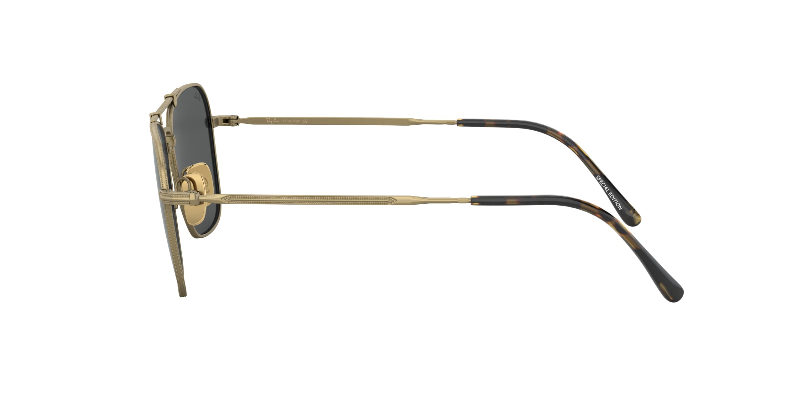 Ray-Ban Rb8136 Caravan Titanium Square Sunglasses, Demi Gloss Antique Gold/Grey, 58 mm