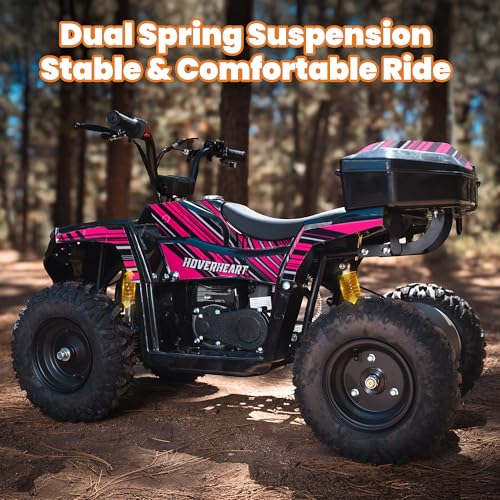Image of XW-A19 40CC 4-Stroke Gas Powered ATV Quad for Kids 6+, Kids 4 Wheeler with Parental Speed Control, 15 MPH Max Speed, 165 lbs Capacity, Pull Start, LED Headlight and Rear Storage Box (Pink03)