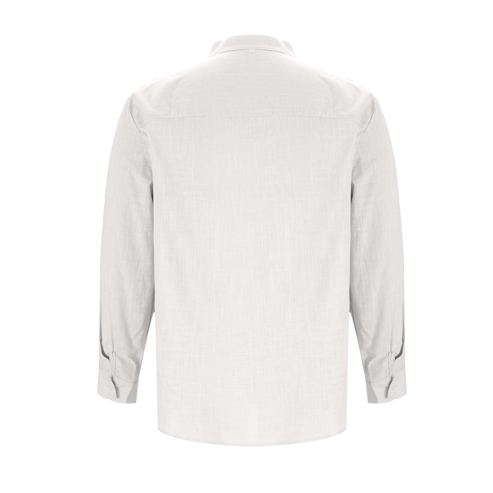 Polo Coton Homme Manches Longues Henley Polos Col Mao Tee Shirt Coupe Ample Tshirt Couleur Unie T-Shirts Décontractée Teeshirt Leger Respirant Hauts avec Boutons Vêtements Loisirs Haut