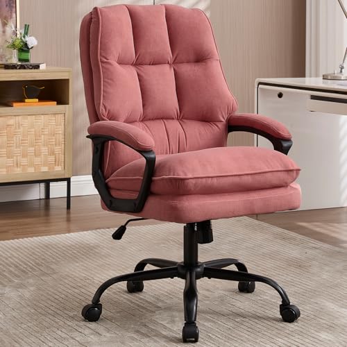 ZSQN Comfy Office Chair Soft and Double Padded Computer Desk Chairs for Long Hours Executive Office Chair with Height Adjustment Work Chairs for Home Office Pink