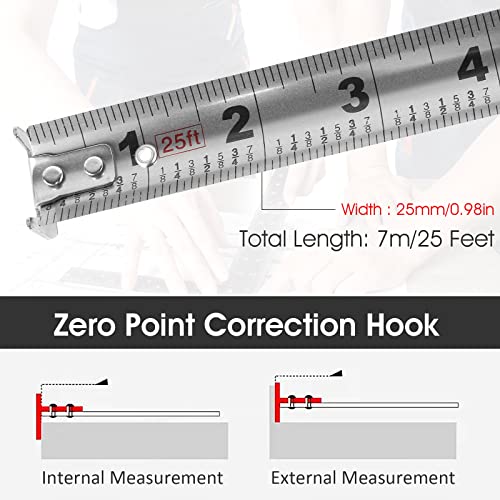 Tape Measure, 25Ft Stainless Steel Measuring Tape With Double-Sided Scale Waterproof Portable Retractable Measure Ruler For Household Agricultural Industrial Woodworking (25 Ft) #TOP4
