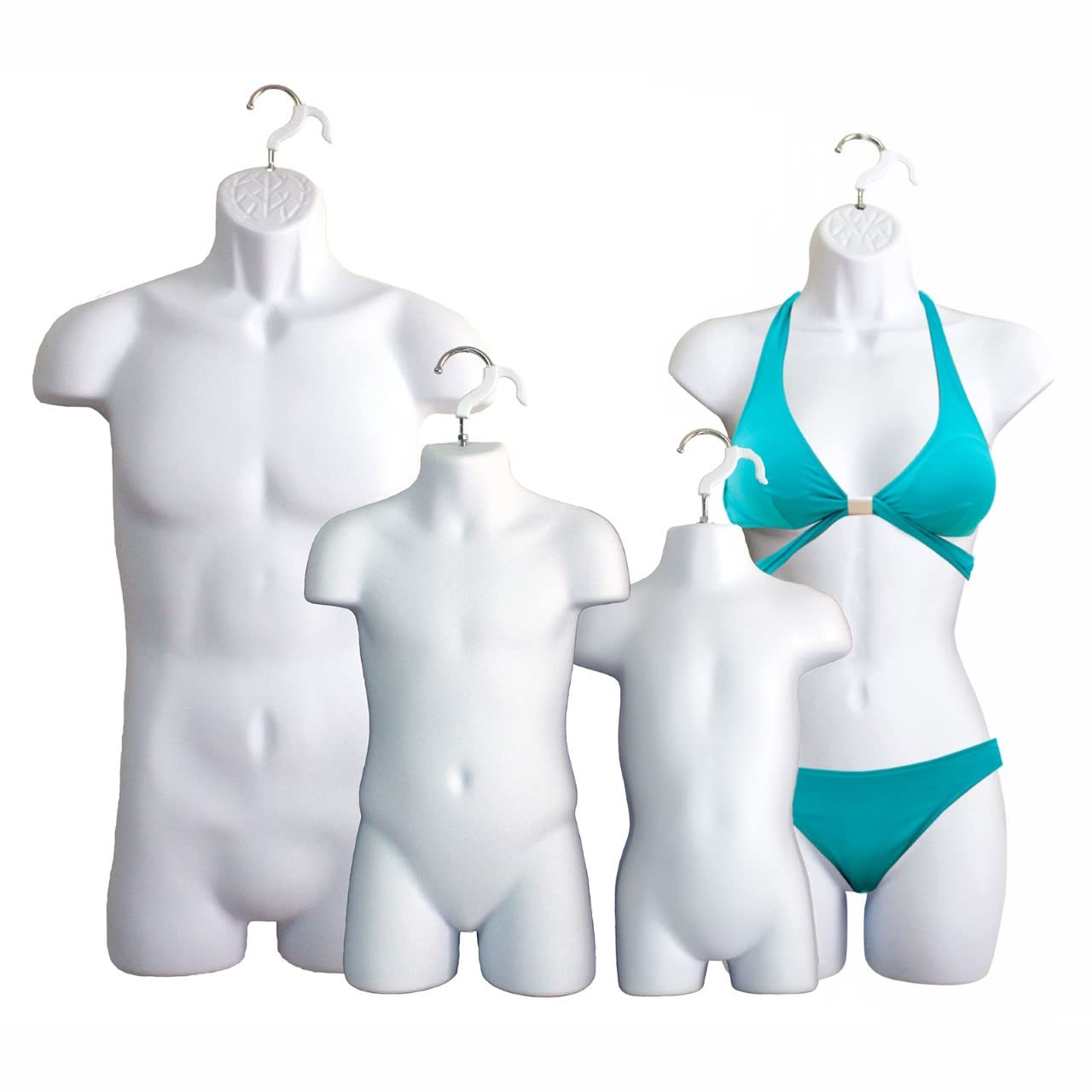 Set Of 4 Black Mannequin Torsos - Male, Female, Child, Toddler With Hanging Hooks, S-M Size - View #8