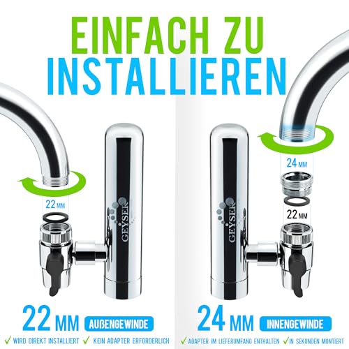 GEYSER EURO – Wasserfilter mit exklusivem Aragón-Kartuschensystem mit einer Kapazität von 3000 L, entfernt Metalle, Chlor, Bakterien, Pestizide, wasserfilter wasserhahn (Inklusive 3000L-Kartusche)