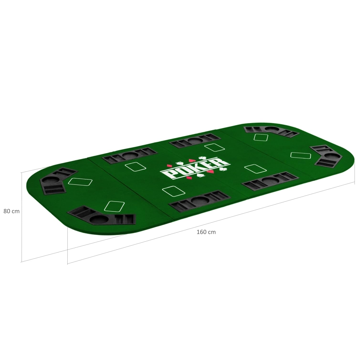 GAMES PLANET Faltbare Pokerauflage Straight 160x80 cm MDF Grün