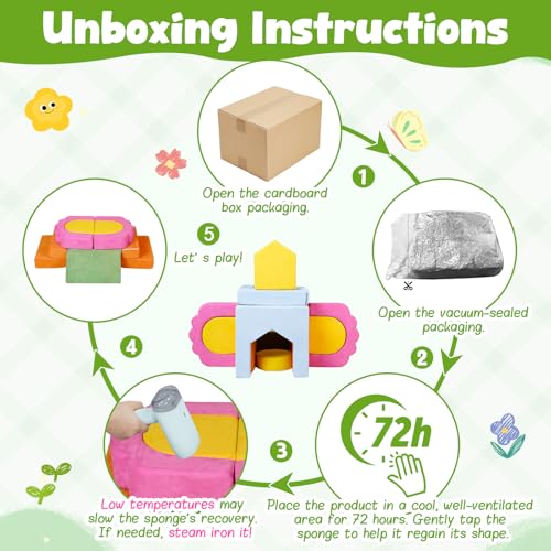 Image of 13-Piece Floral Foam Climbing Blocks for Toddlers,Multicolor | Soft Play Structure for Indoor Crawling & Climbing Play with Washable Cover for Bedrooms, Playrooms, Daycares and Schools