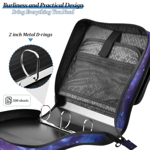 Image of Custom 3 Ring Zipper Binder Dragon Moon Personalized Name 1.5 Inch Binders Large Capacity Multi Pockets for School Office Supplies