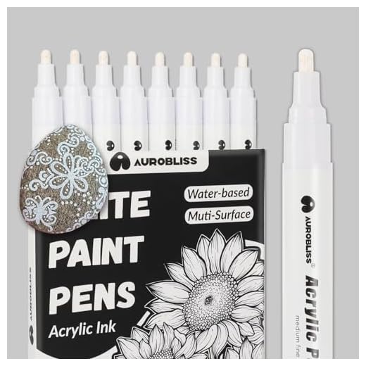 Rotuladores Acrilicos Permanente Blanco, 8 Rotulador Blanco Resistente al Agua Rotuladores para Pintar Piedras, Madera, Cuero, Metal, Cerámica, Tela, Uñas (White)