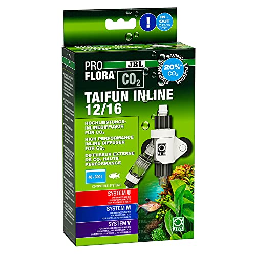 JBL PROFLORA CO2 TAIFUN INLINE 12/16, CO2-Diffusor, Integrierter Blasenzähler und Rücklaufsicherung, Für 40 - 300 l Aquarien