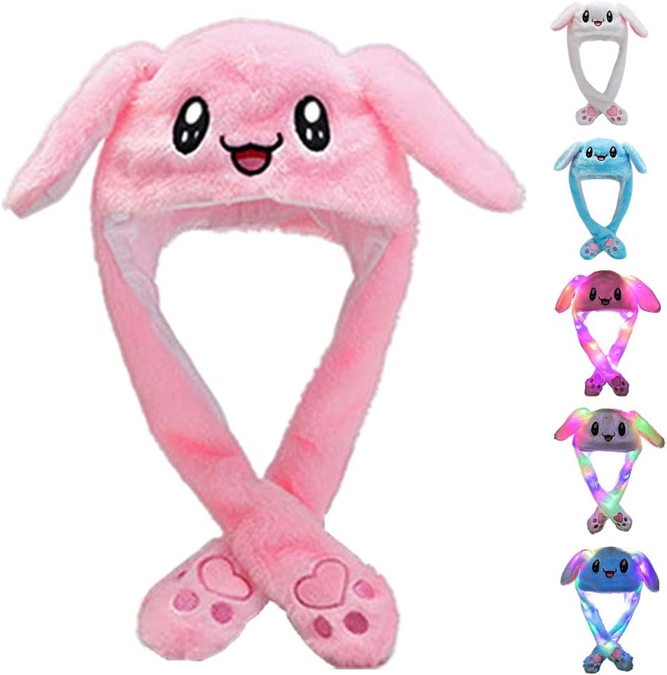 ZCINTBunny Hat Funny Plush Bunny Hats Ear Moving Jumping Hat Plush Easter Rabbit Hat Party Cosplay Cute Animal Hats