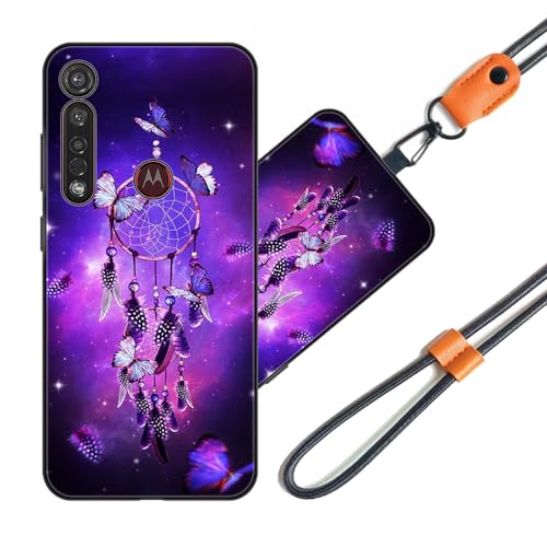 JEZSTHAI Patterned Case for Motorola One Vision Plus Cover with Adjustable Neck Cord Strap,Soft Shockproof Protective Cover Case with Universal Phone Lanyard/Wrist Strap,Style*A01