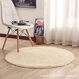 Odot Tappeto Shaggy Pelo Lungo Tondo Modern Tappeti Salotto, Tappetini Peloso Tinta Unita Antiscivolo Soffice Peluche Interno per Salotto Camera da Letto Lavabili Ornamenti (120cm,Beige)
