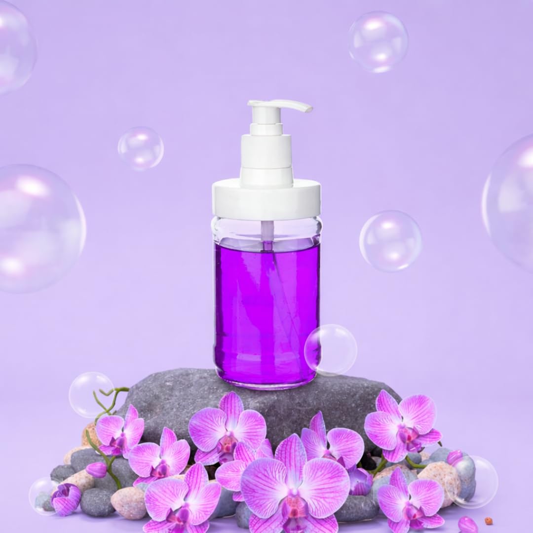 Cam Sıvı Sabunluk & Deterjanlık Kilitli Pompalı Sıvı Sabun Haznesi Banyo Sabunluğu Mutfak Deterjanlığı Deterjan Kutusu 320 ml (2)