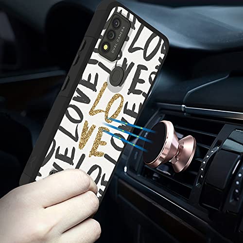 Tjs Compatible For Wiko Voix Phone Case, Dual Layer Hybrid (Magnetic Mount Friendly) Shockproof Drop Protection Impact Phone Cover Case For Wiko Voix U616At (Love) #TOP1