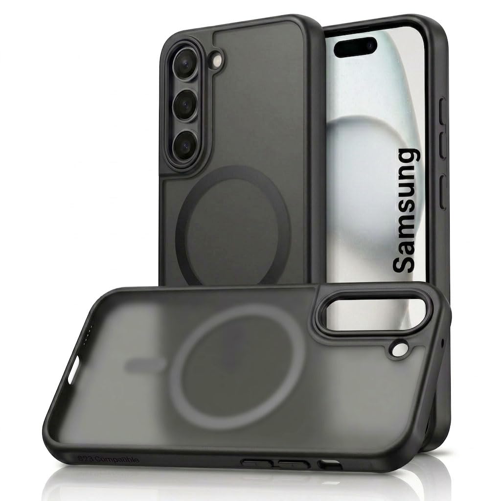 amazon basics Designed for Samsung Galaxy S21 FE Case | Strong Magnet Camera Protection Translucent Matte Hard Back Cover Compatible with Mag-Safe (TPU+Polycarbonate | Frost Black)-image-41