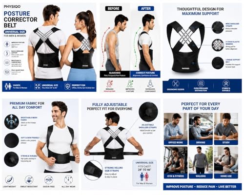 Image of Neoprene X-Cross Posture Corrector Belt Universal Size Shoulder & Back Support Belt | Back Straightener Brace For Spine & Body Posture Correction | Clavicle Support For Unisex | Universal Size