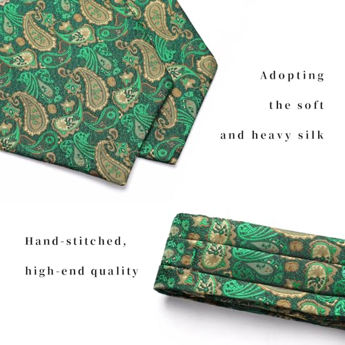 Image of HISDERN Ascot Ties for Men Paisley Floral Ascot and Pocket Square Set Classic Self Tie Mens Cravat Handkerchief for Wedding