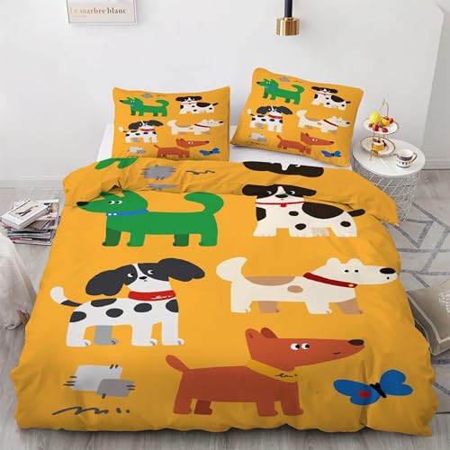 Housse de couette 200x200 chiot parure de lit 3 pièces microfibre - 2
