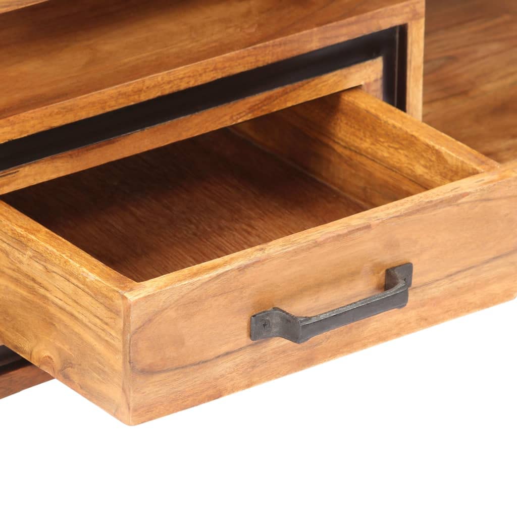 Mały stół ogrodowy, stolik pomocniczy, stolik pomocniczy, stolik kawowy z litego drewna akacjowego, 100 x 45 x 33 cm, na balkon, do salonu, ogrodu, sypialni