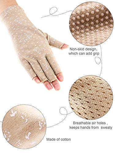 Maxdot Luvas femininas de proteção solar sem dedos, luvas de verão antiderrapantes com proteção UV p