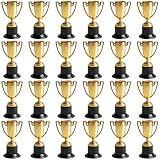 Aicharynic 24 Stück Pokale Trophäen, Mini Trophäen für Kinder, Pokal Kinder, Pokale Kindergeburtstag, Mini Gold Trophäe, Mini Pokale für Klassenzimmer, Schule, Belohnungen, Requisiten