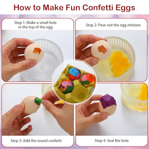 image for Humyoun Colorful Confetti for Easter Eggs DIY Making, Cascarones Egg F