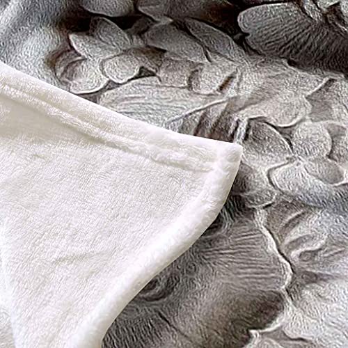 Couverture microfibre de qualité supérieure avec sculpture fleur 3D blanche - 6