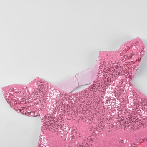 Uhnice Flower Girl Sequin Dress Rainbow Skirt with Heart Cutout for Wedding Party3