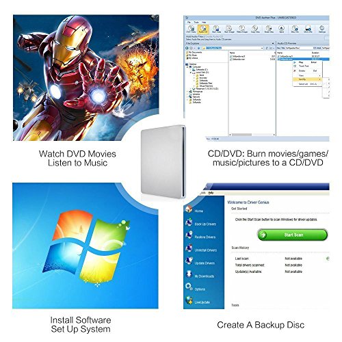 Blu ray Drive External DVD Drive,VikTck USB3.0 Hard DVD/CD Burner/Writer,3D 4K 6X Blu-Ray Disc Playback, Slim & Super-Fast for Windows, Mac OS Laptop, PC, Computer (Silver)