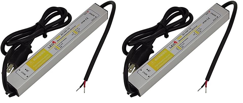 Image of 12 Volt DC Waterpoof LED Power Suppply Driver Transformer with 3-Prong Plug, 30W, 3207 (Pack of 2)