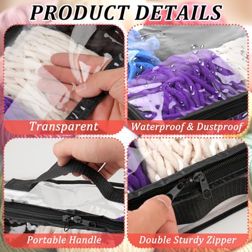 Image of YEXEXINM 6 Pack Clear Yarn Storage Bags, 16x12x4 Inches, Clear PVC & Nylon, Zipper Closure, Ideal for Knitting, Crochet, Clothing & Toys