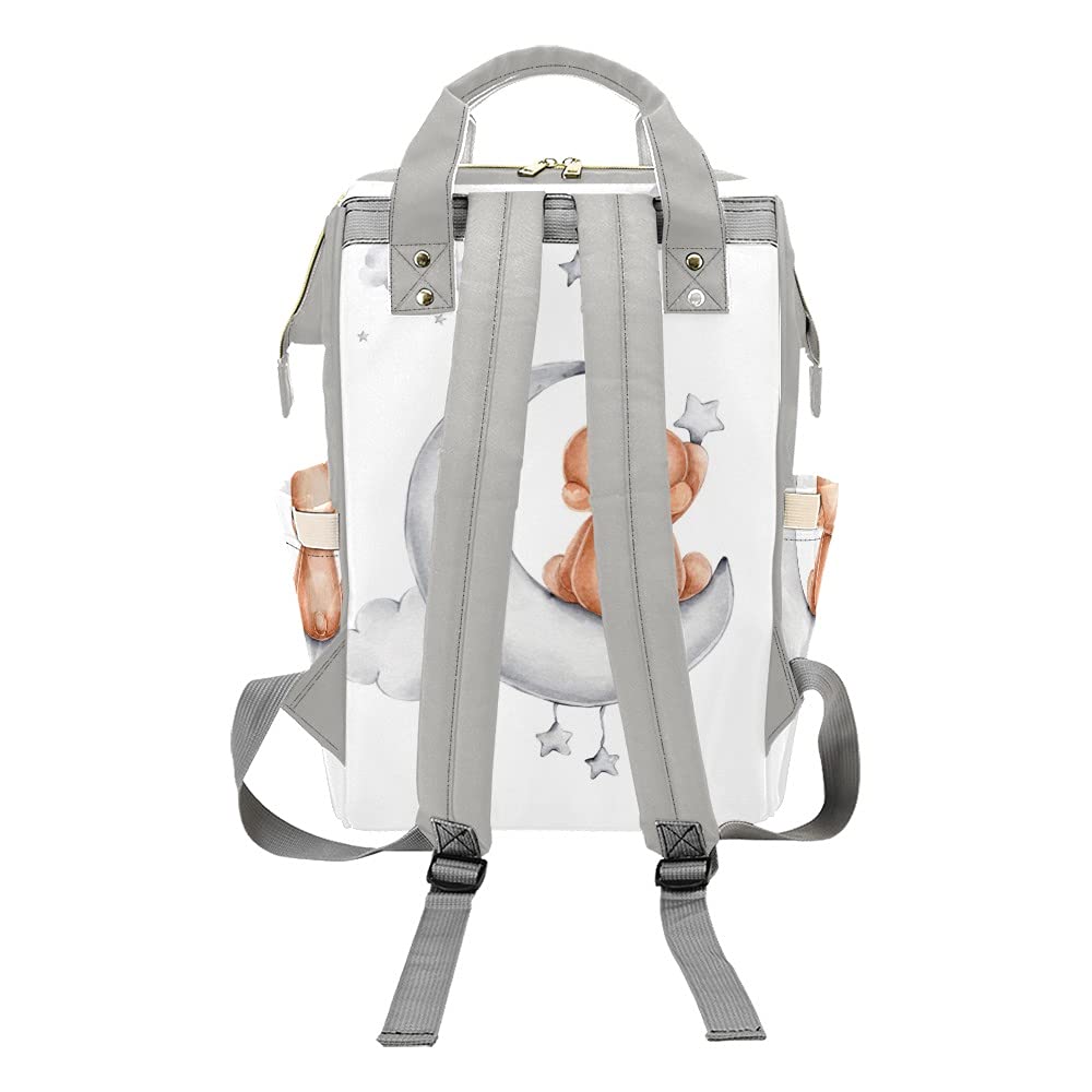 Yeshop Personalized Diaper Backpack Teddy Bear Moon Multi Function Diaper Bag Travel Daypack Nursing Nappy Bag