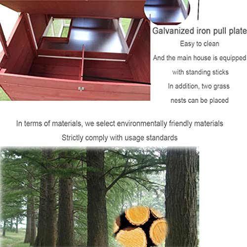 ACIYD Hühnerstall Villa Geflügelstall Kaninchenstall, Hühnermisch 62 Zoll Holz großes Heulenhaus Geflügelkäfig mit Lauf… – Bild 3