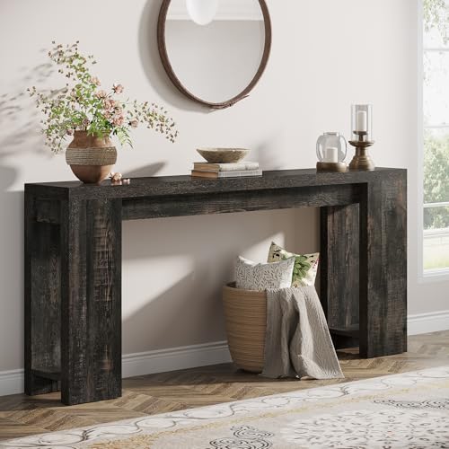 Image of Tribesigns 70.9-Inch Extra Long Console Table, Farmhouse Wood Sofa Table Behind Couch, Narrow Entryway Accent Table for Living Room, Hallway, Entrance, Foyer, Black