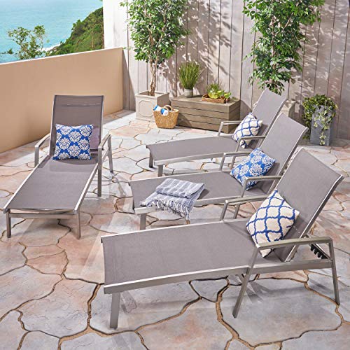 Christopher Knight Home Joy Outdoor Mesh And Aluminum Chaise Lounge (Set Of 4), Gray #TOP1