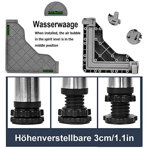 MiSMiAO Waschmaschinensockel 4/6/8/10in Höhenverstellbare Füße Podest für Trockner Verstellbare 18in-25in Sockel Tiefkühltruhe Untergestell Sockel für Trockner Antivibrationsmatte