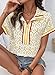 SHEWIN Women Summer Shirts Trendy Casual Dressy Tops Spring Work Business Blouses Fall Fashion Half Zip Outfits Boho Bohemian 2026 Clothes Size L，Yellow