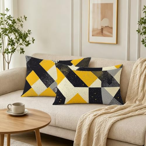 Fundas Cojines Rectangular para Cama y Sofá de Terciopelo Amarillo Decoración Dormitorio 3