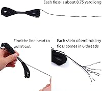 Vista 4 de 24 madejas de hilo de punto de cruz, hilo de algodón bordado en blanco y negro, pulseras de la amistad con 12 bobinas de hilo para tejer, proyecto