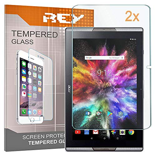 REY 2X Protector de Pantalla para Acer ICONIA Tab 10 A3-A40 (10,1 Pulgadas), Cristal Vidrio Templado...