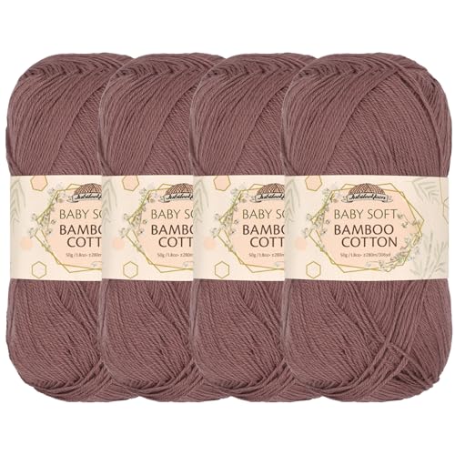 Image of JubileeYarn Baby Soft Bamboo Cotton Yarn - 50g /Skein - Caffe Mocha - 4 Skeins