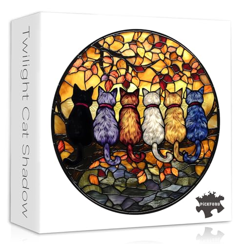 PICKFORU Stained Glass Cat Puzzles for Adults 1000