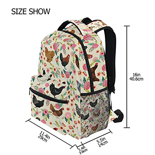 Chifigno Chickens And Floral Lightweight Printed Bookbags School Backpacks For Teens And Girls #TOP6