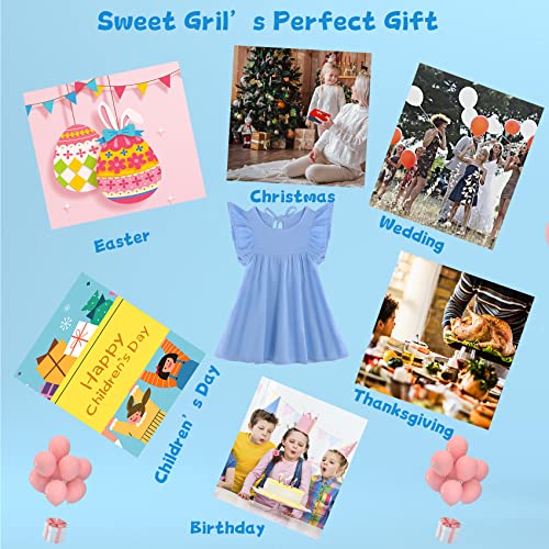 Toddler Baby Girl Dress Kids Summer Cotton Linen Ruffle Halter Sleeveless Dresses For Casual Beach Party Blue 120 #TOP5